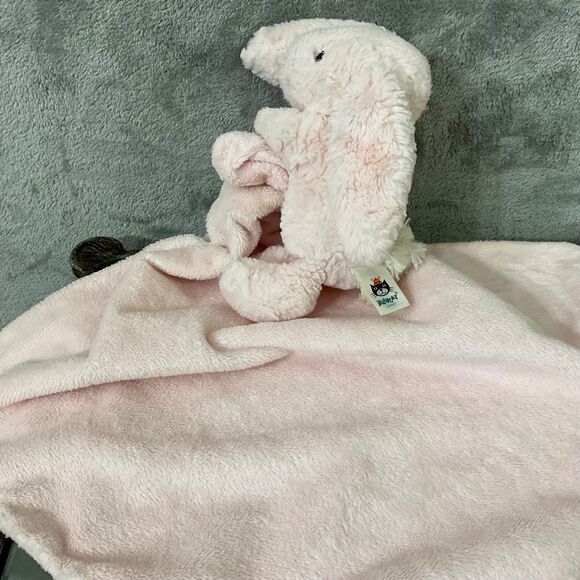 Jellycat Bashful Pink Bunny Soother Plush Lovie Security Blanket For Infant - Picture 2 of 11